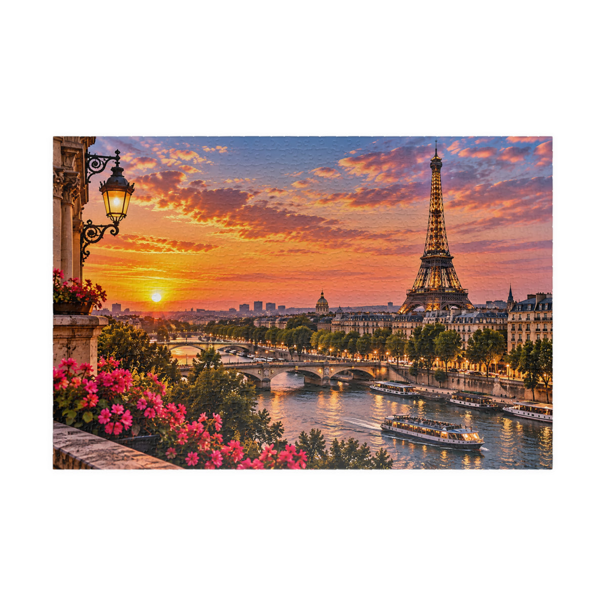 Paris France Puzzle – Eiffel Tower Sunset Jigsaw Puzzle 110/252/520/1014-Piece
