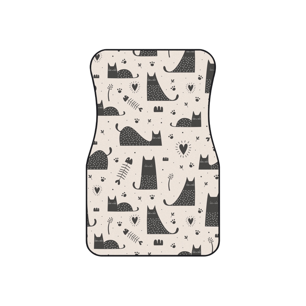 Black & White Cat Car Floor Mats – 4-Piece Set