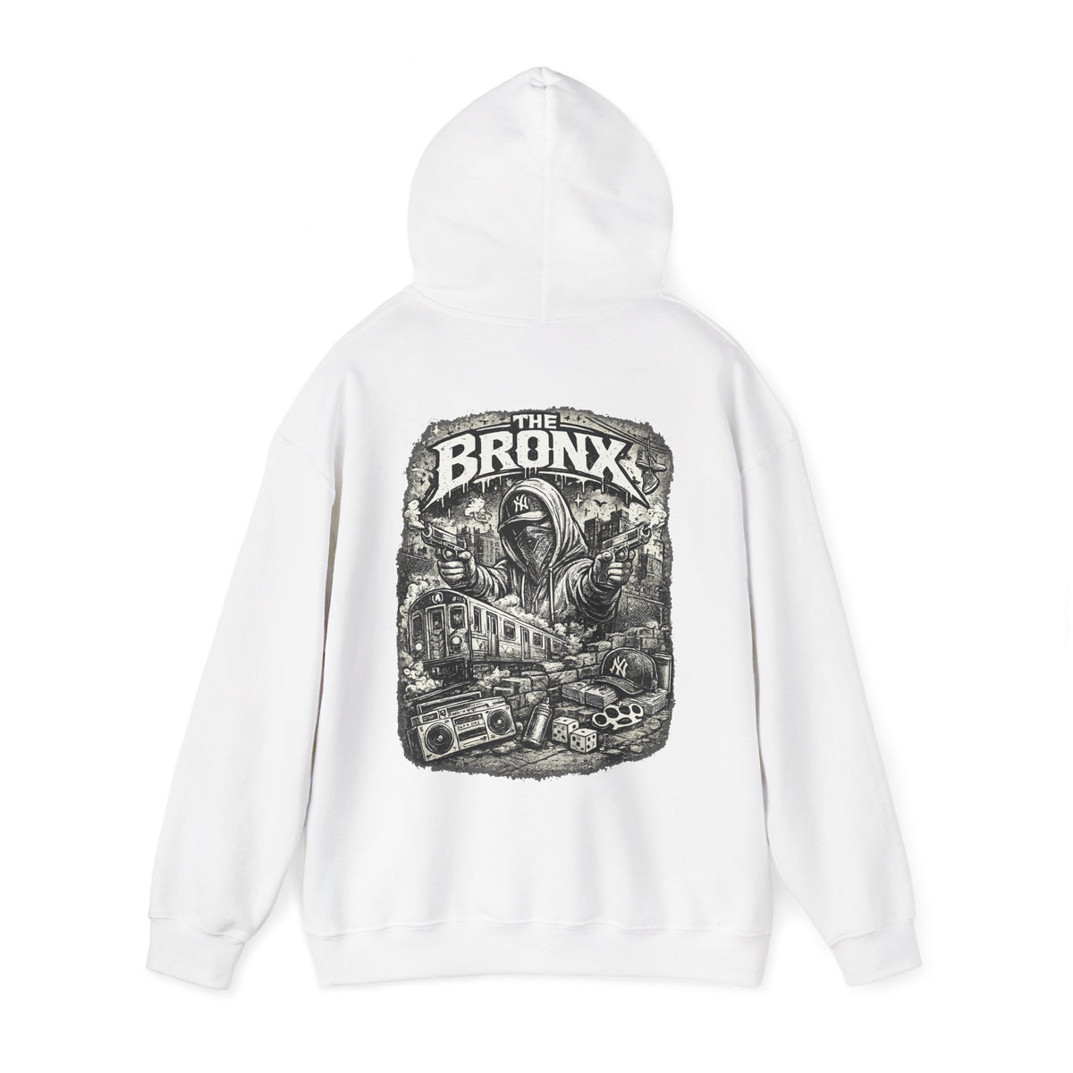 Bronx Street Art Hoodie Urban Graffiti Train & Boombox Pullover