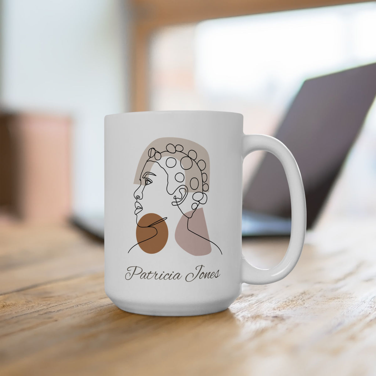 Personalized Name Line Art Mug – Minimalist Woman Coffee Mug Gift