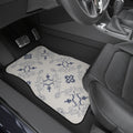 Blue & White Ornamental Car Floor Mats – 4-Piece Set