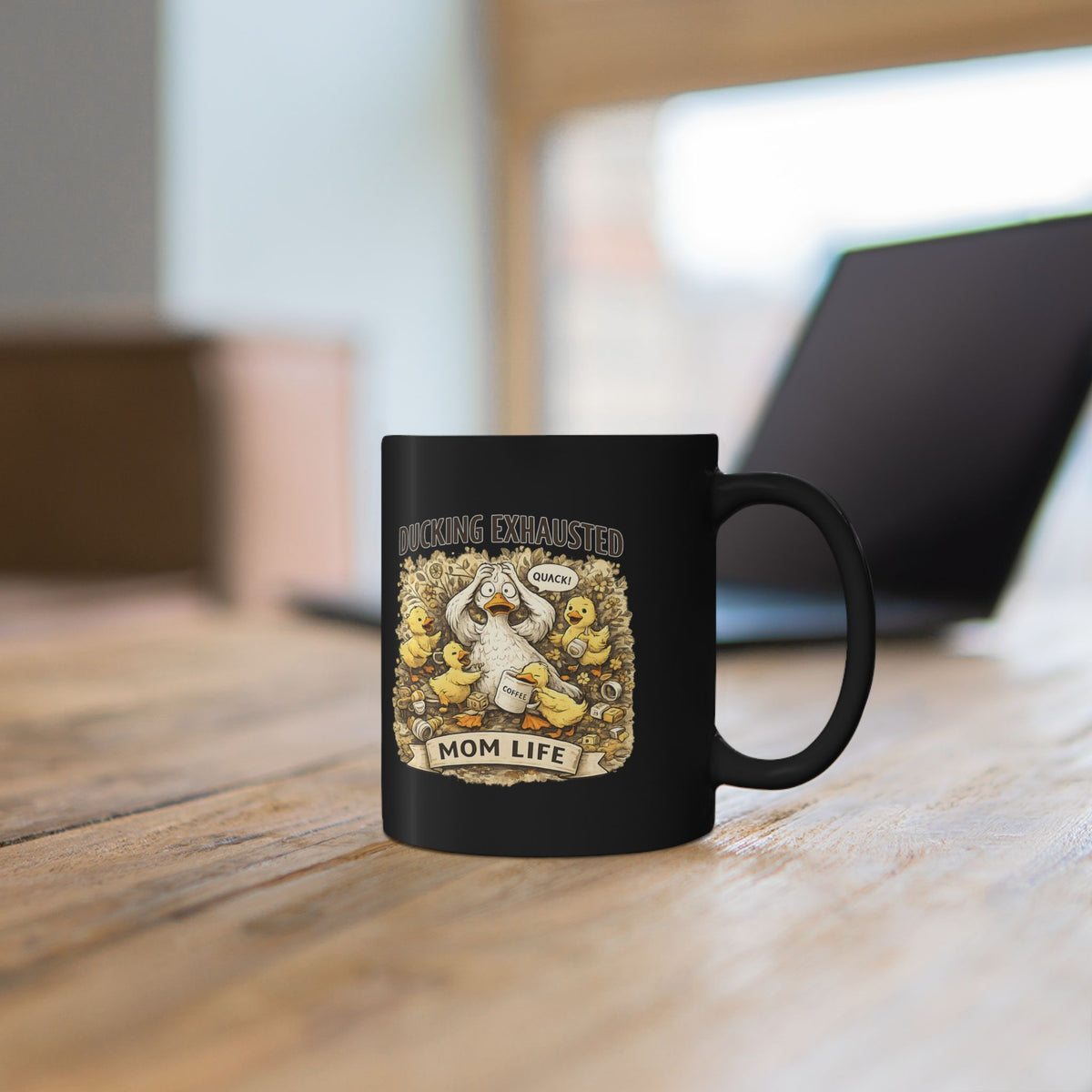 Ducking Exhausted Mom Life Mug Funny Mom Coffee Cup Cute Duck Humor Gift for Moms