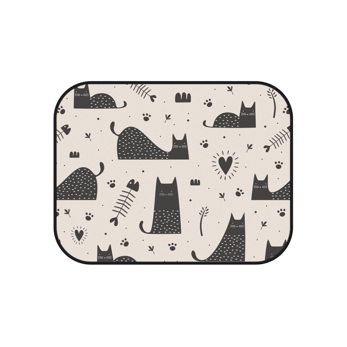 Black & White Cat Car Floor Mats – 4-Piece Set