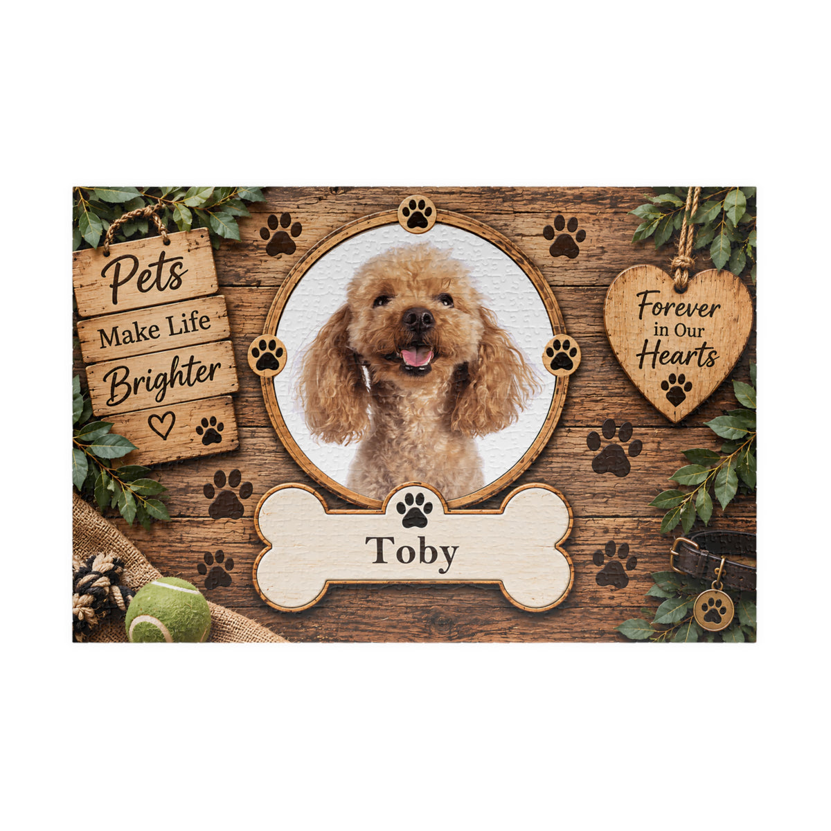 Personalized Pet Photo Puzzle – Custom Dog or Cat Picture & Name (110, 252, 520, 1014-piece)