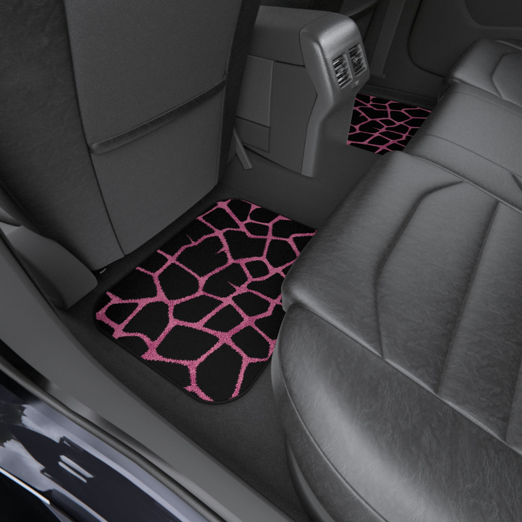 Pink Cracked Pattern Car Floor Mats – Black 4-Piece Set