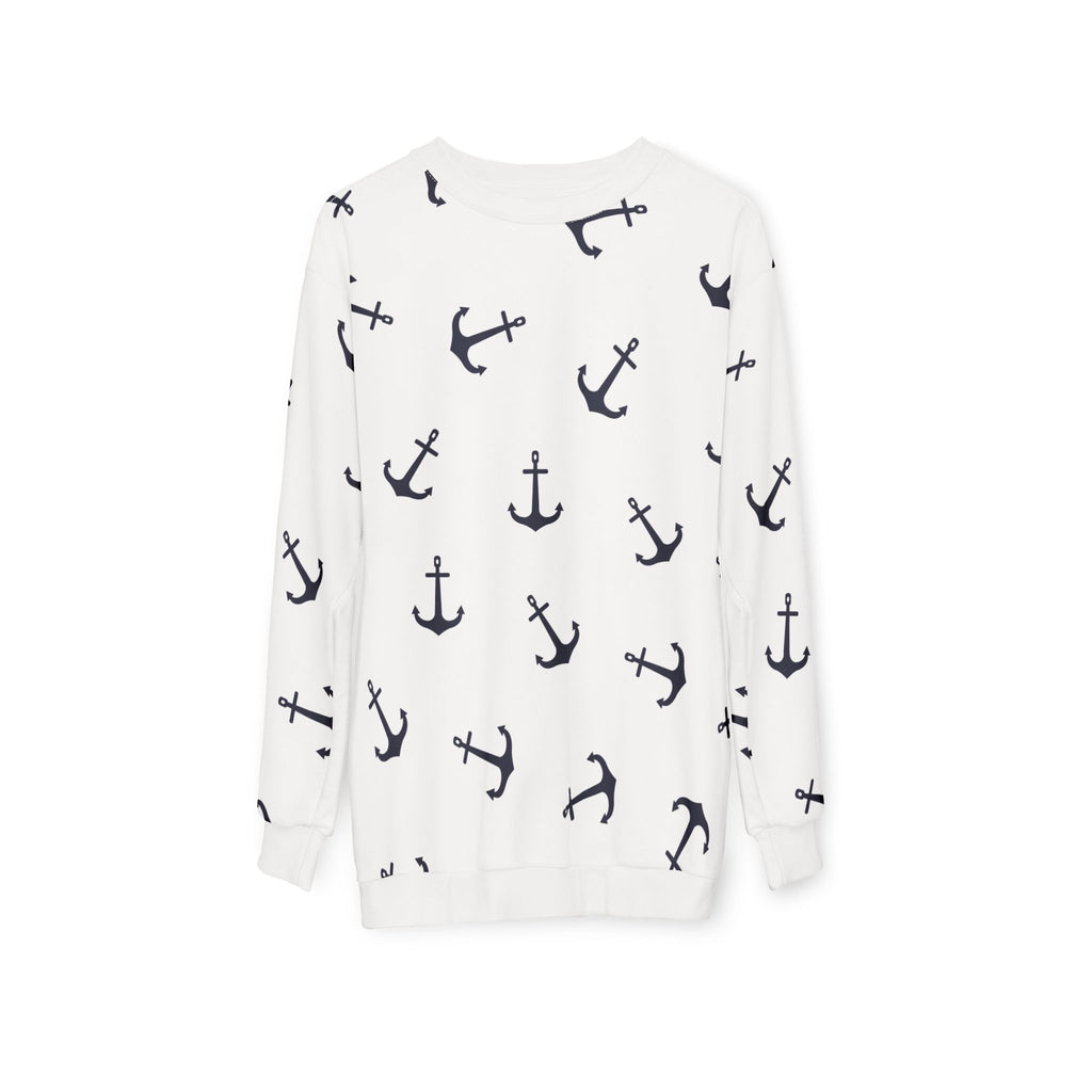 Nautical Anchor Unisex Sweatshirt – Navy & White Coastal Print