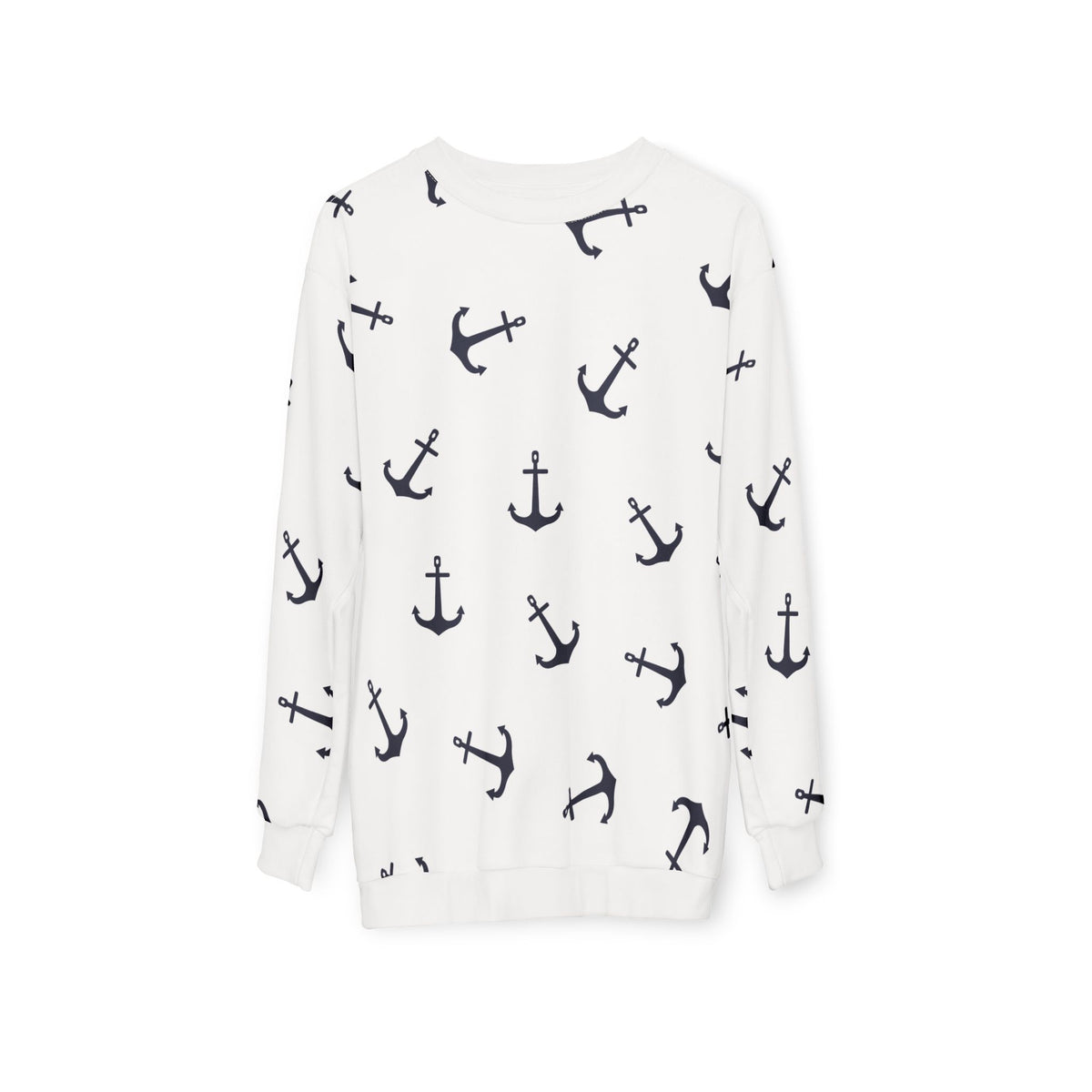 Nautical Anchor Unisex Sweatshirt – Navy & White Coastal Print