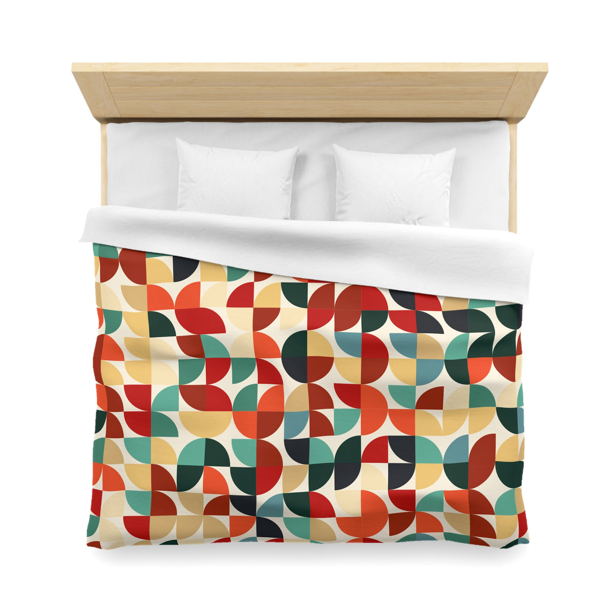 Retro Geometric Petal Pattern Duvet Cover | Mid Century Modern Bedding