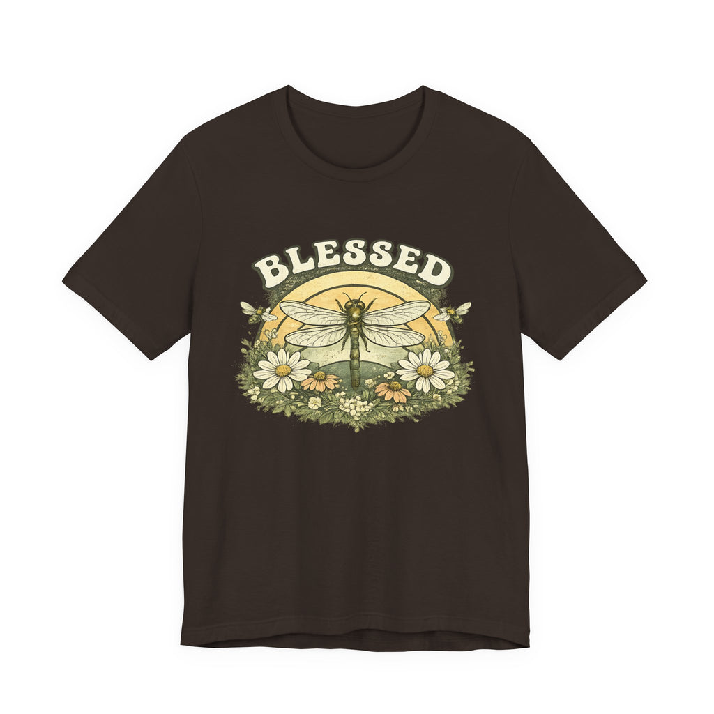 Blessed Dragonfly Shirt Floral Nature T Shirt Boho Faith Tee Vintage Botanical Graphic