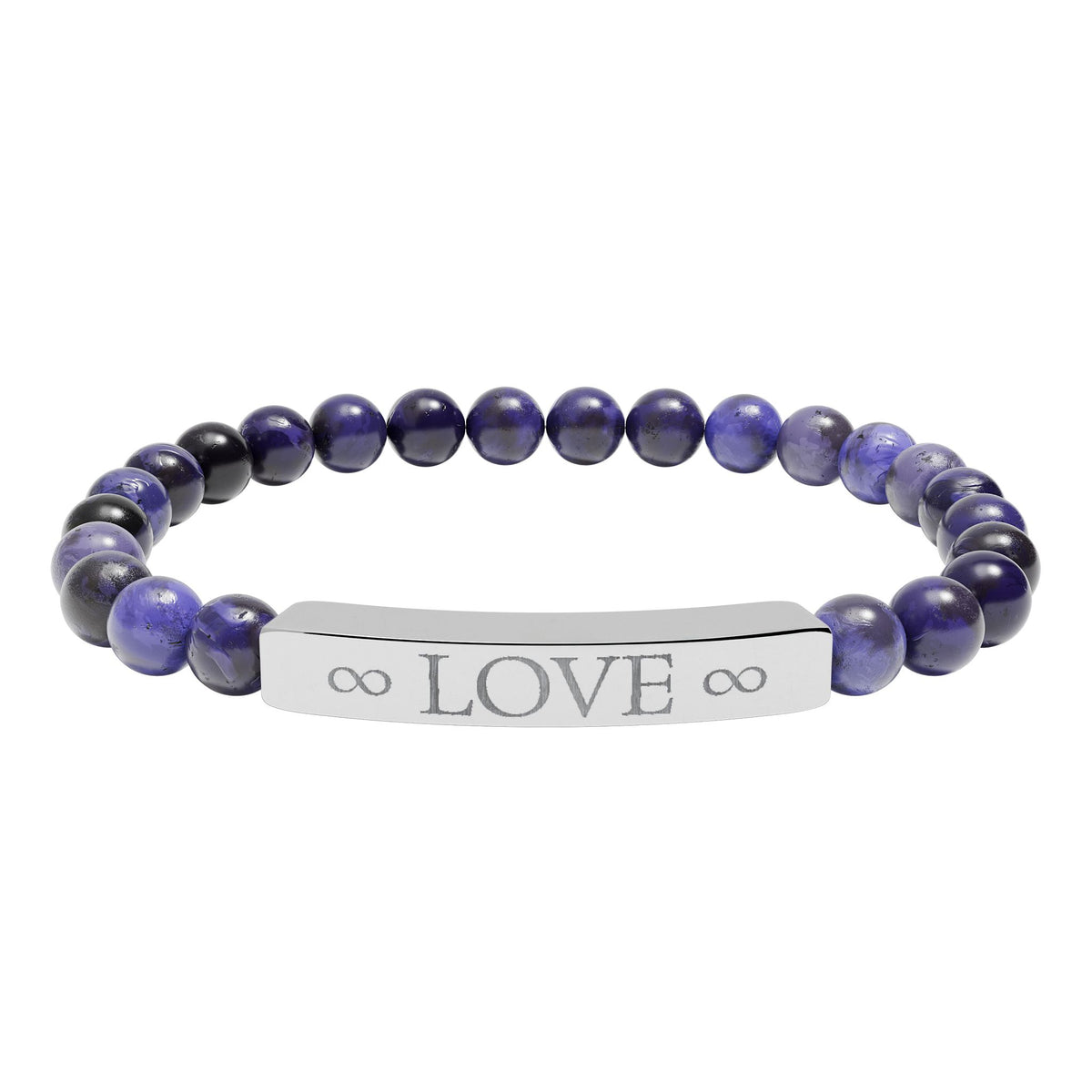 Infinity Love Natural Stone Bracelet – Engraved Beaded Jewelry