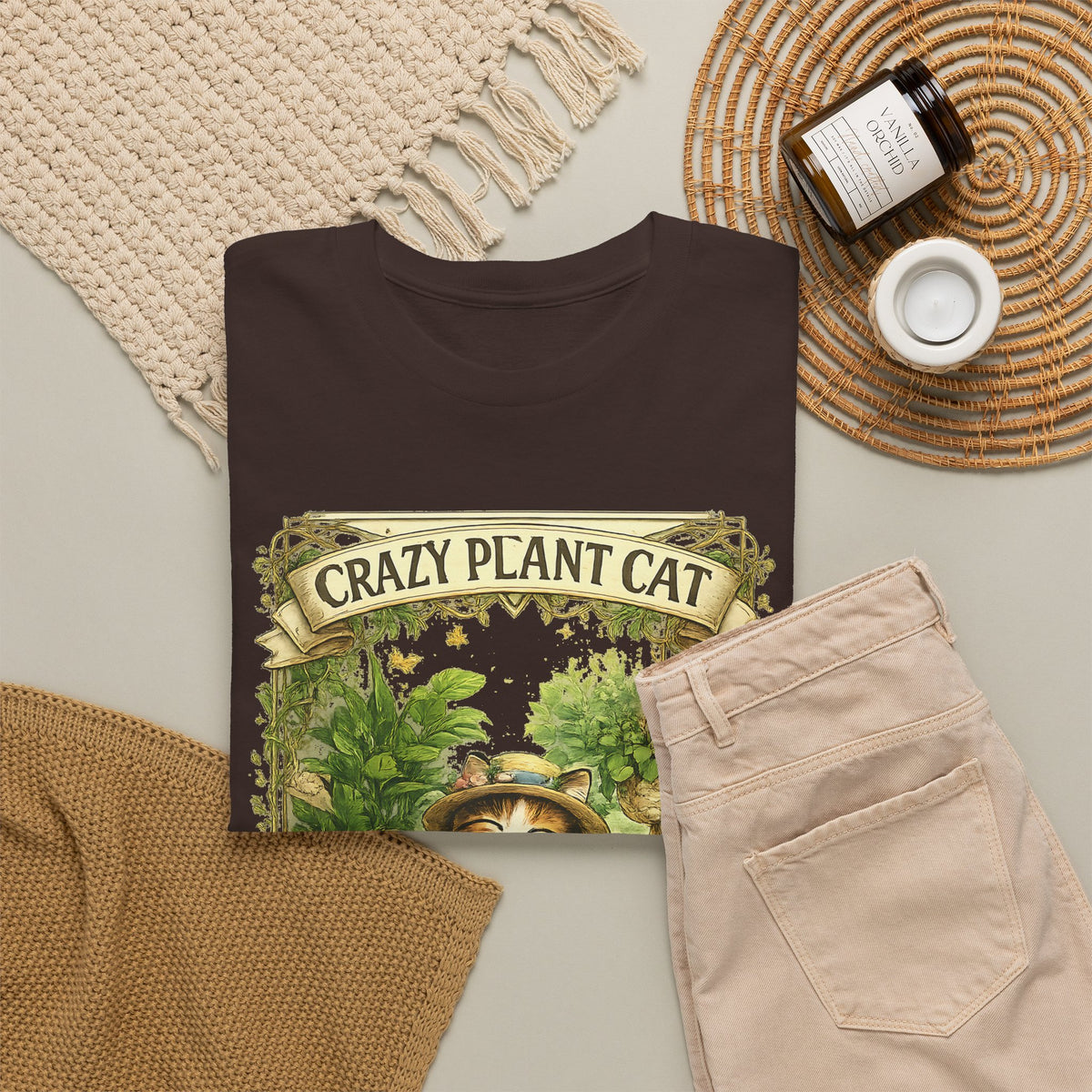 Crazy Plant Cat T-Shirt – Cat & Houseplant Botanical Graphic Tee