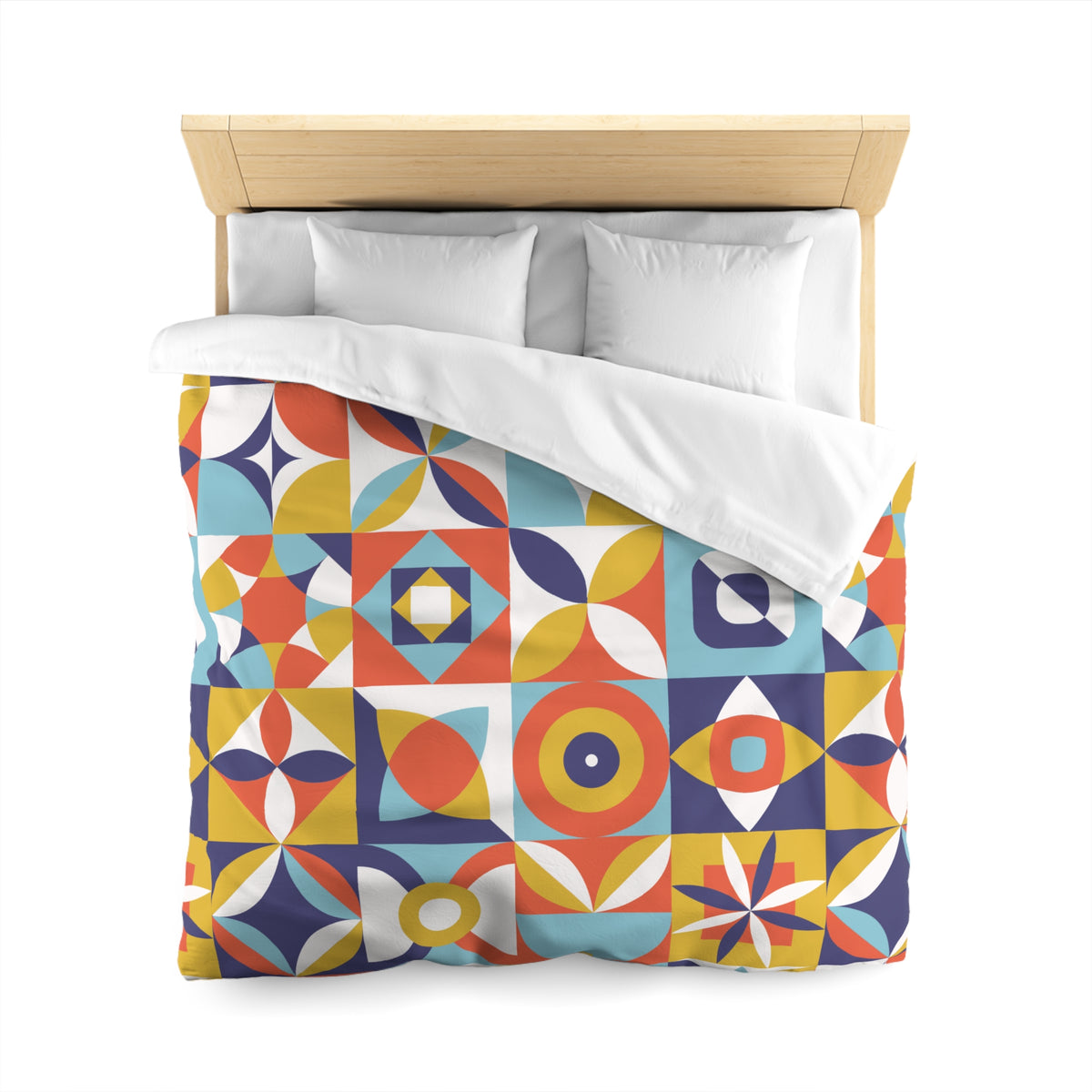 Geometric Retro Tile Pattern Microfiber Duvet Cover | Colorful Mid Century Design