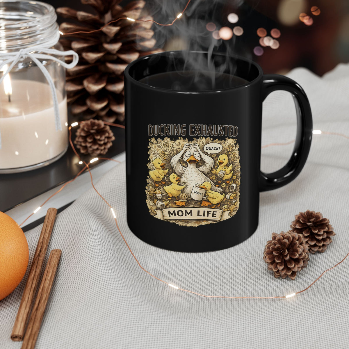 Ducking Exhausted Mom Life Mug Funny Mom Coffee Cup Cute Duck Humor Gift for Moms