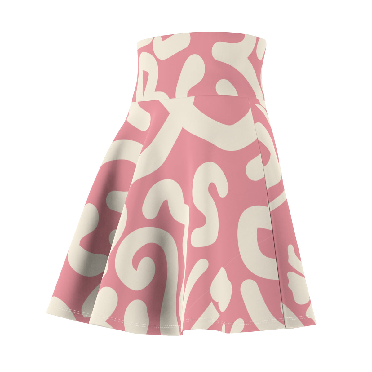 Pink Abstract Skater Skirt – Retro Swirl Pattern