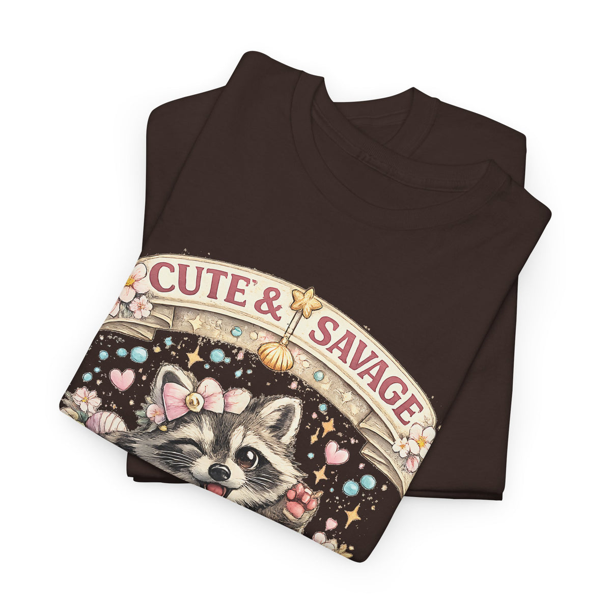 “Cute & Savage” T-Shirt – Funny Raccoon Hot Mess Express Graphic Tee