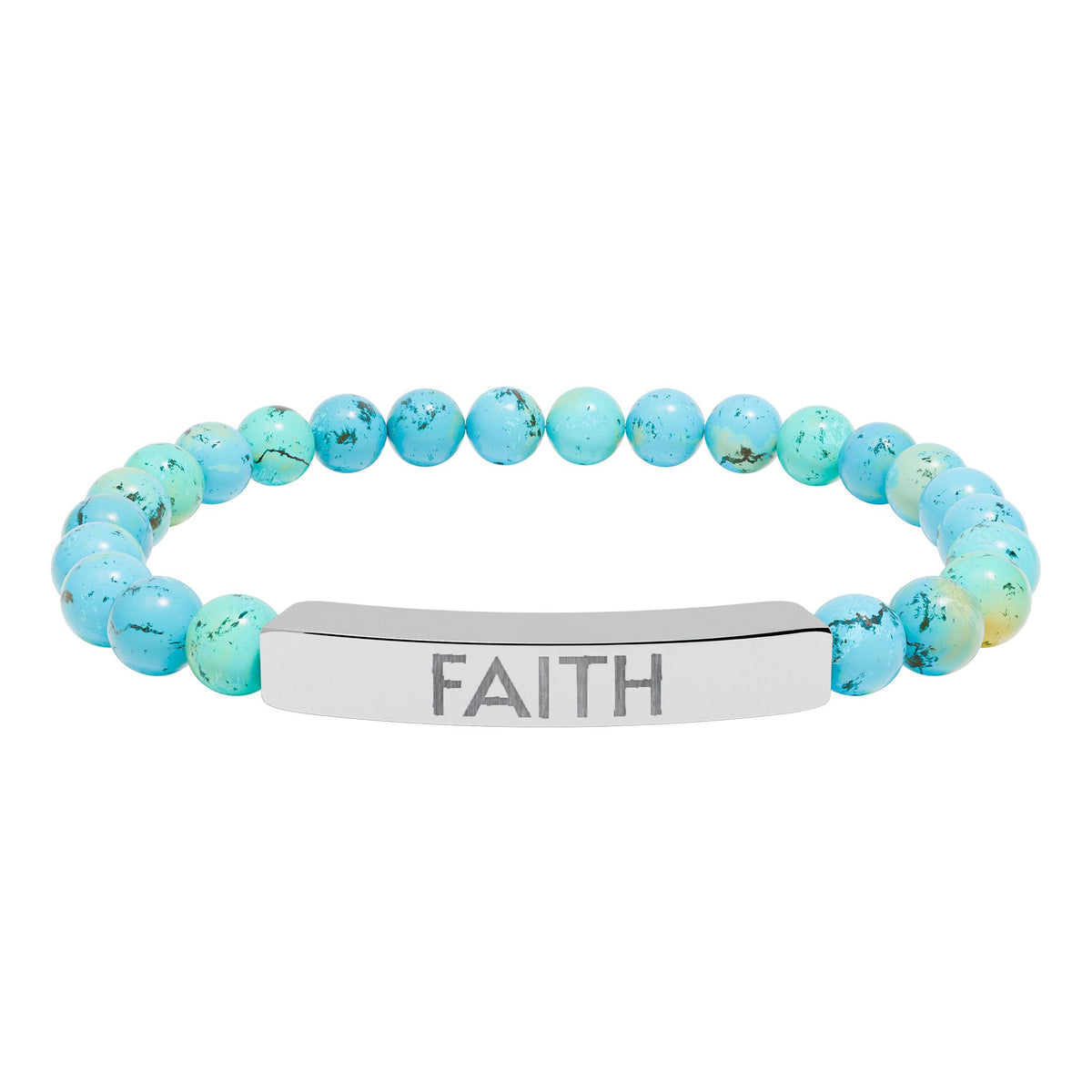 Faith Natural Stone Bracelet – Engraved Inspirational Jewelry