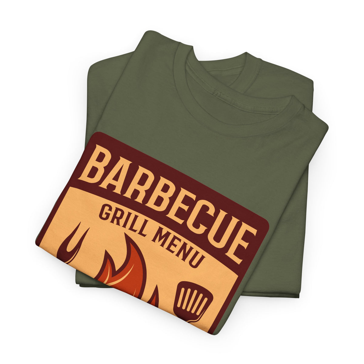 BBQ Grill Menu T-Shirt – Flames & Grilling Utensils Graphic Tee