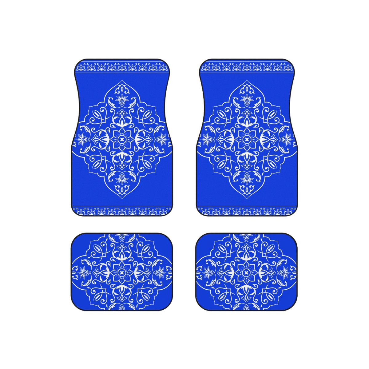 Royal Blue Ornamental Car Floor Mats – 4-Piece Set