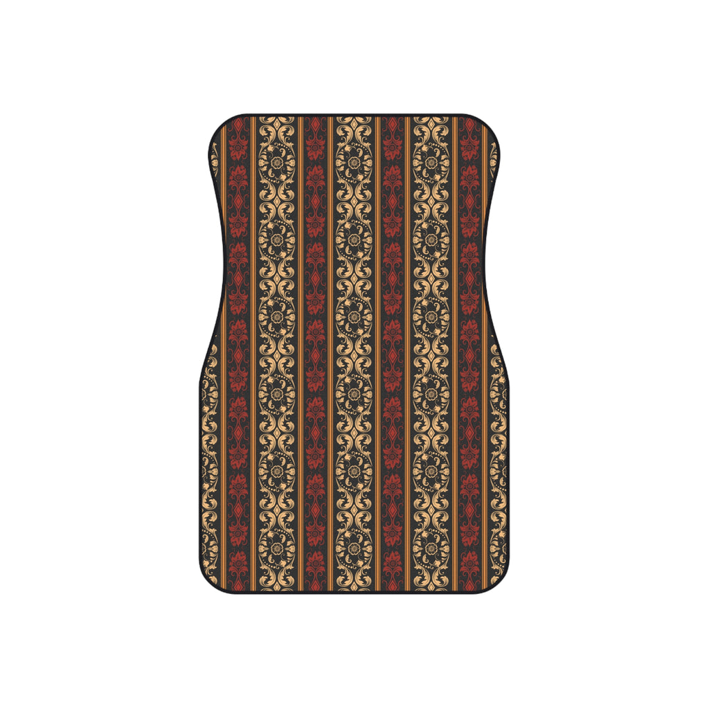 Vintage Ornamental Car Floor Mats – Red & Gold 4-Piece Set
