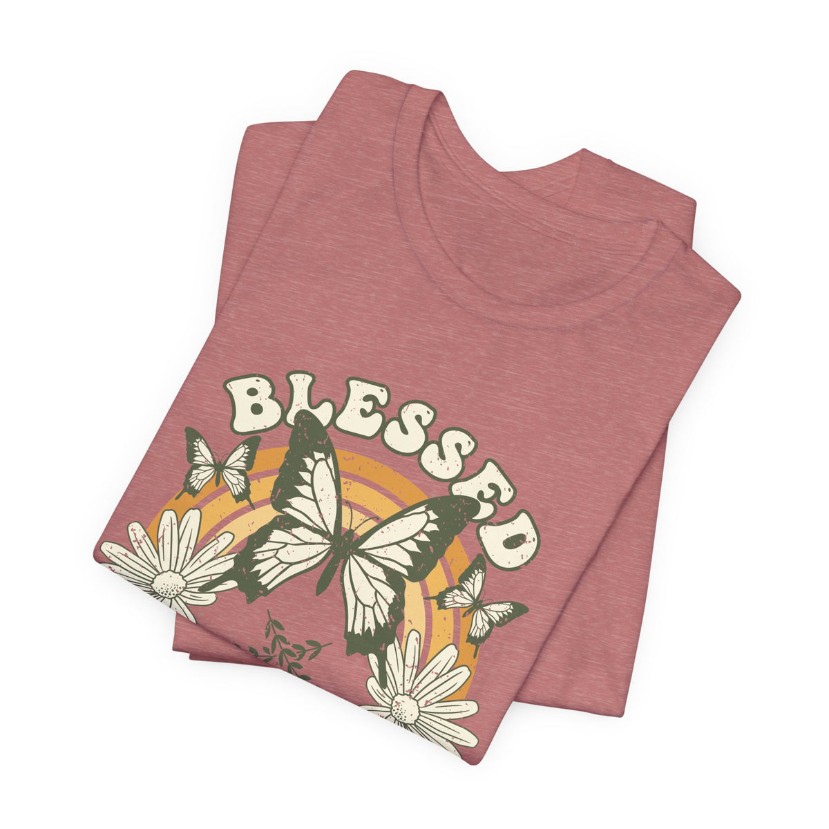 Blessed T Shirt Butterfly Floral Tee, Faith Inspirational Shirt, Boho Christian Graphic Tee