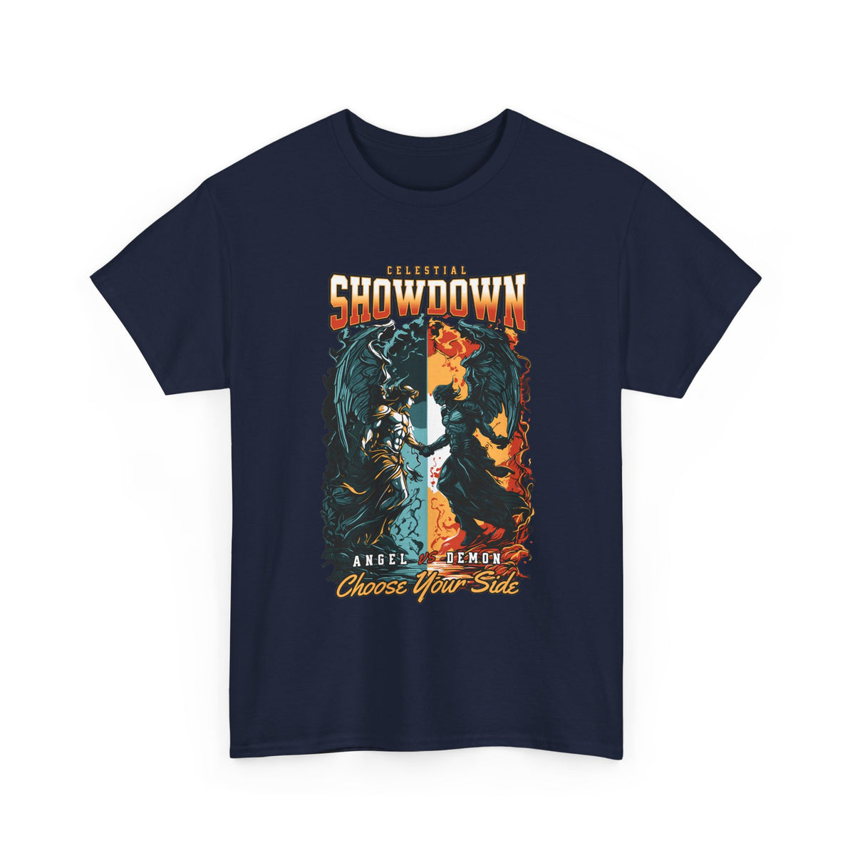 Angel vs. Demon T-Shirt – Dark Fantasy Celestial Battle Graphic Tee