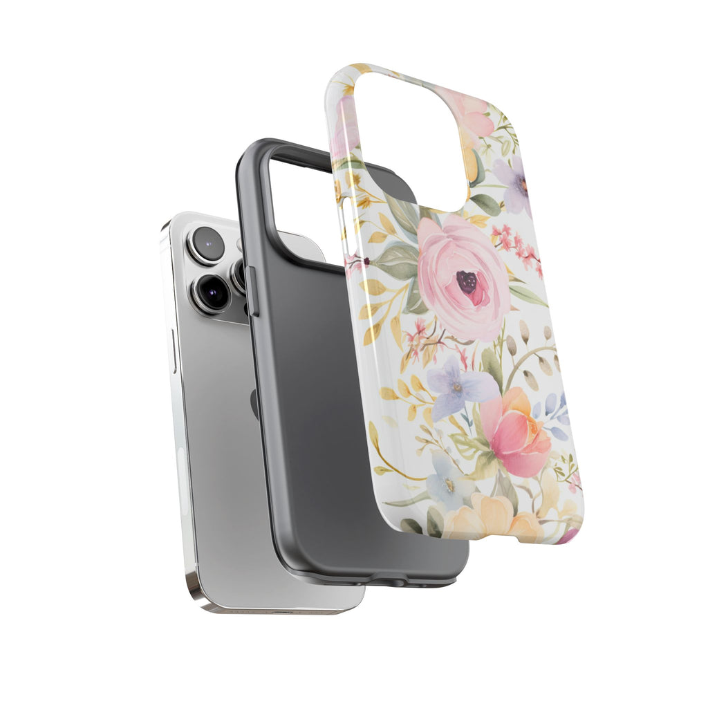 Pastel Floral Tough Phone Case – Watercolor Flower Design