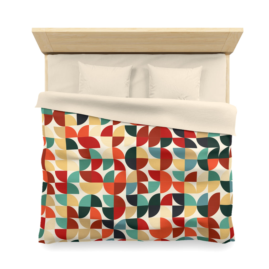 Retro Geometric Petal Pattern Duvet Cover | Mid Century Modern Bedding