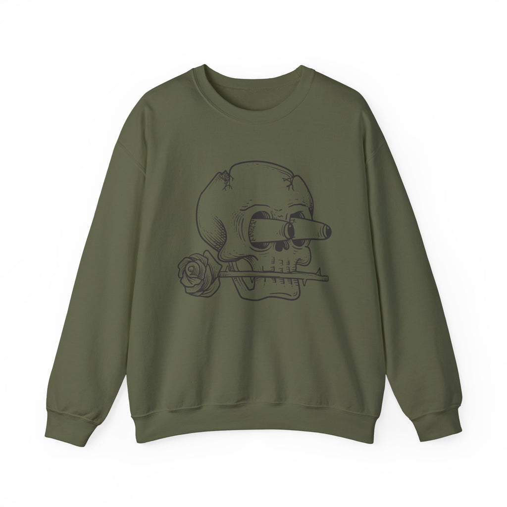 Skull with Rose Crewneck Sweatshirt  Edgy Skull Illustration Pullover