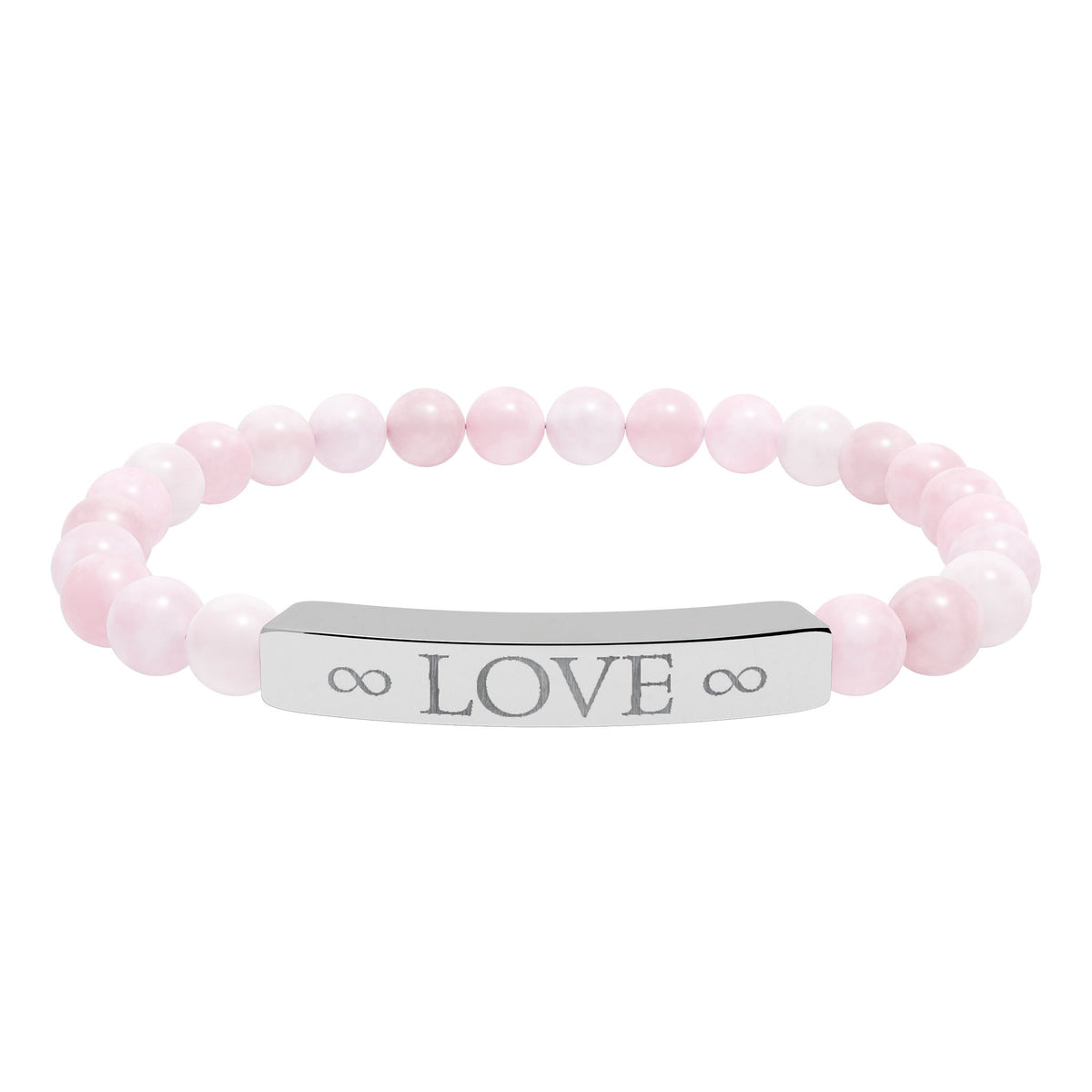Infinity Love Natural Stone Bracelet – Engraved Beaded Jewelry