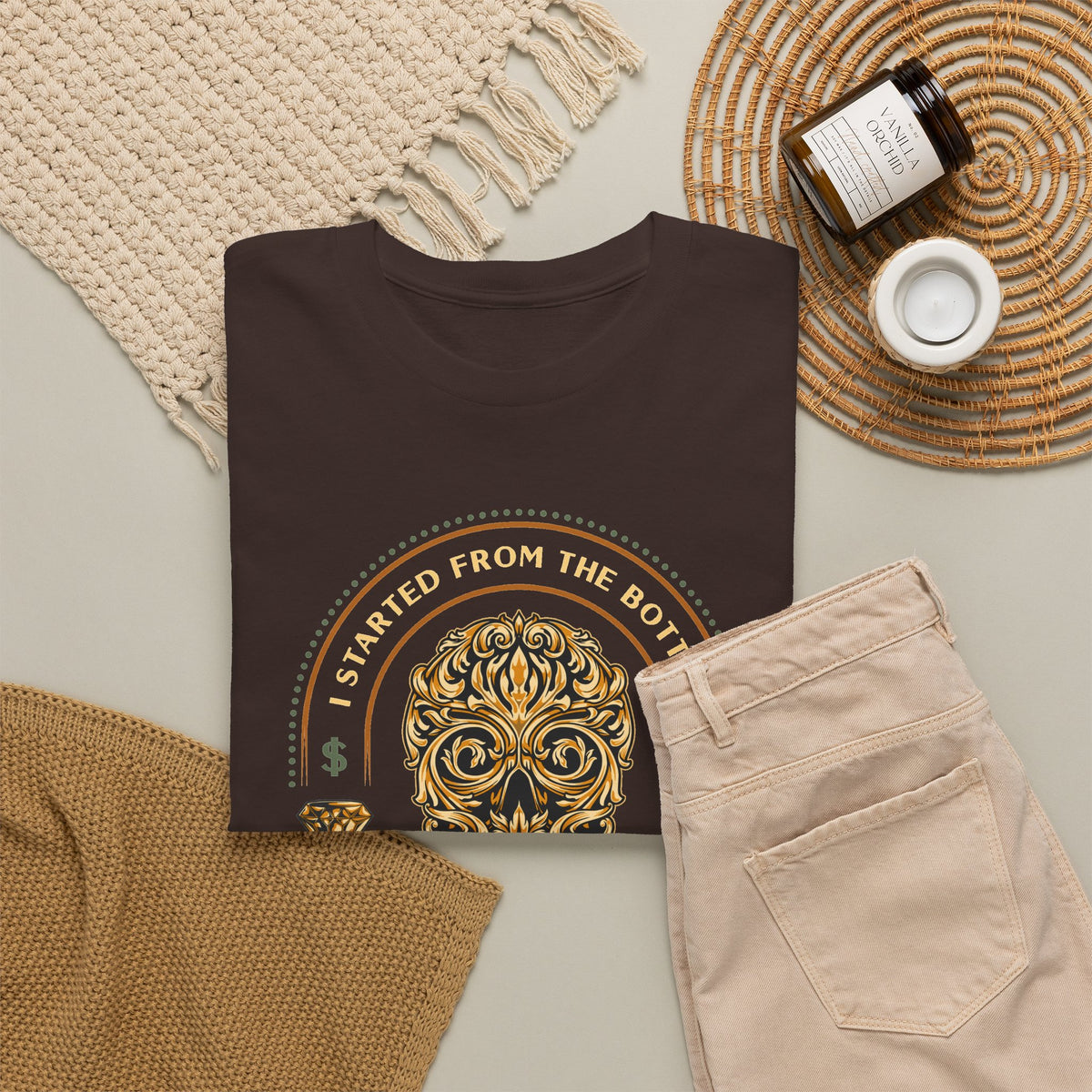 “Started From the Bottom” Skull T-Shirt – Vintage Biker Graphic Tee