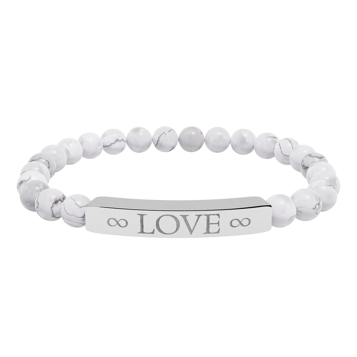 Infinity Love Natural Stone Bracelet – Engraved Beaded Jewelry