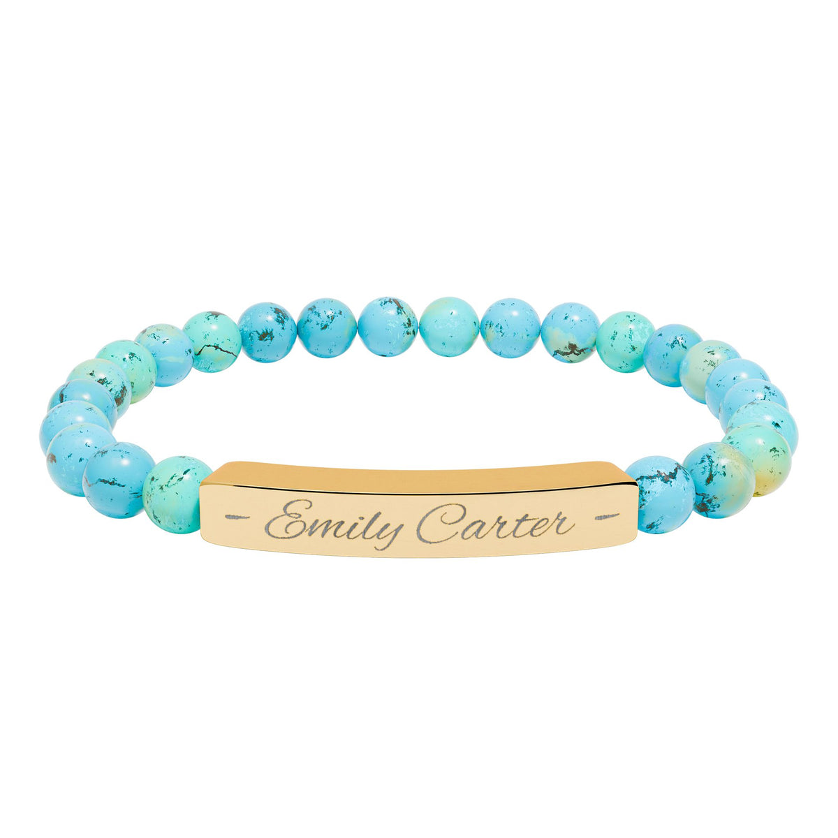 Personalized Natural Stone Bracelet – Custom Name Engraving