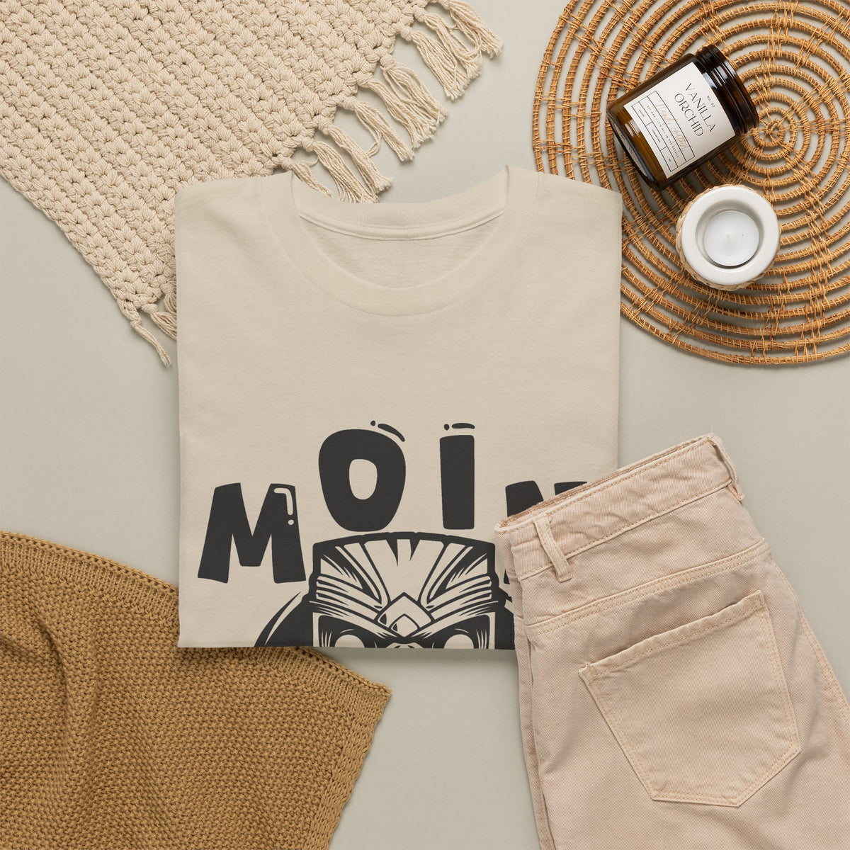 “MOIN” Tiki Mask T-Shirt – Tropical Streetwear Graphic Tee