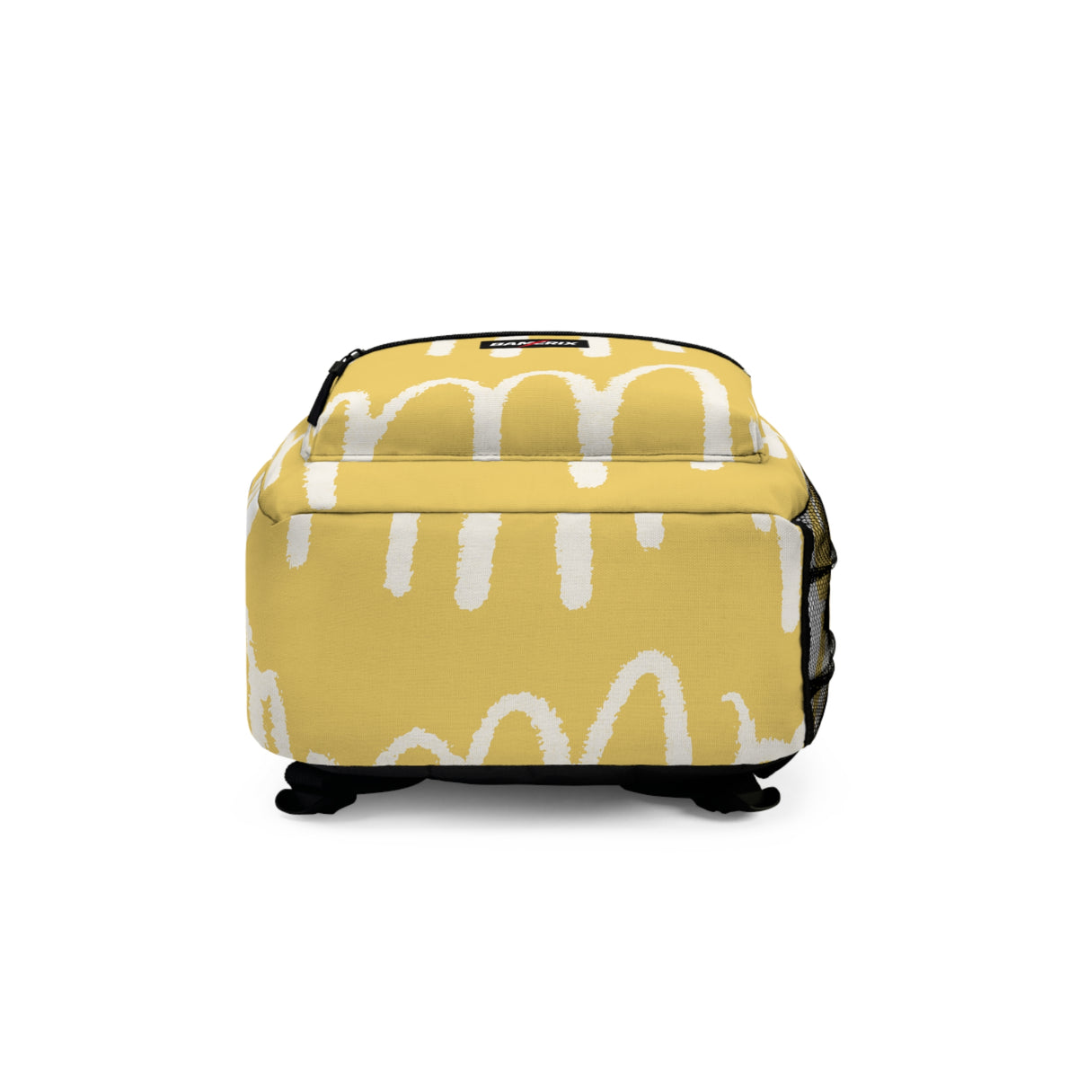 Yellow Abstract Backpack – Minimal Cream Doodle Graphic Backpack
