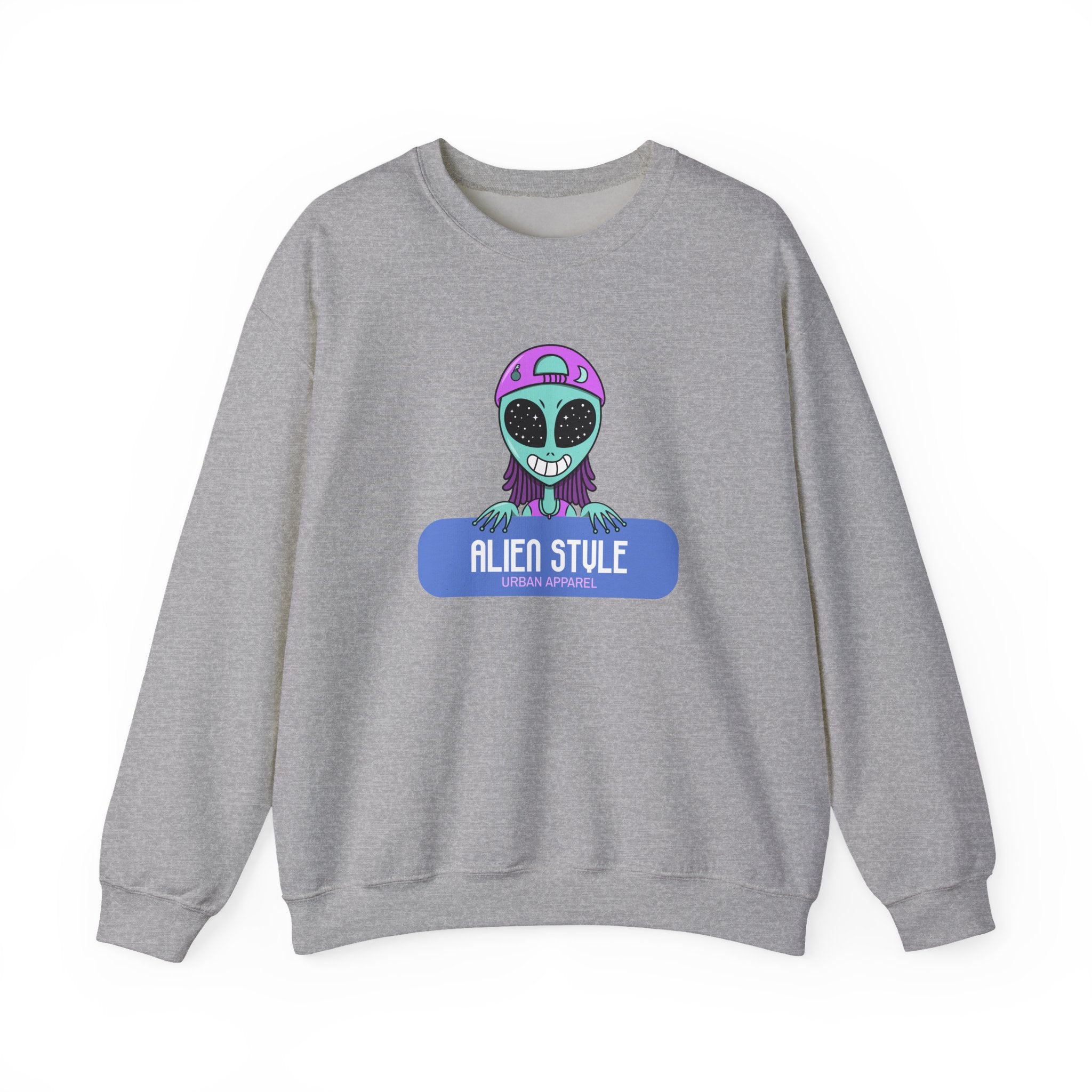 Alien Style Urban Sweatshirt, Unisex Crewneck, Streetwear Fashion, Comfy Gift, Casual Style, Cool Graphic Apparel