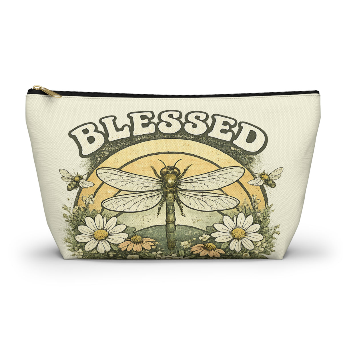 Blessed Dragonfly Pouch – Vintage Botanical Floral Print