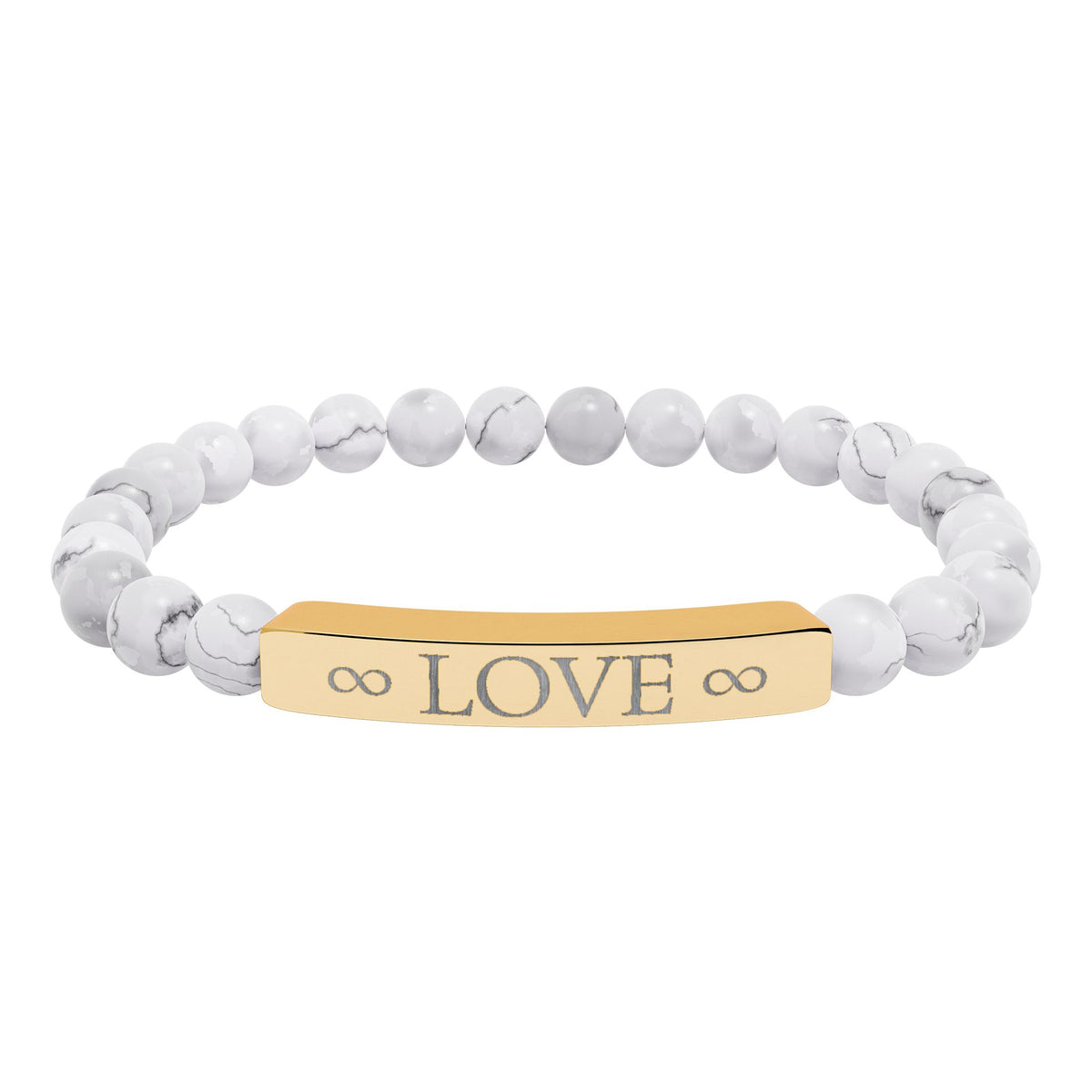 Infinity Love Natural Stone Bracelet – Engraved Beaded Jewelry
