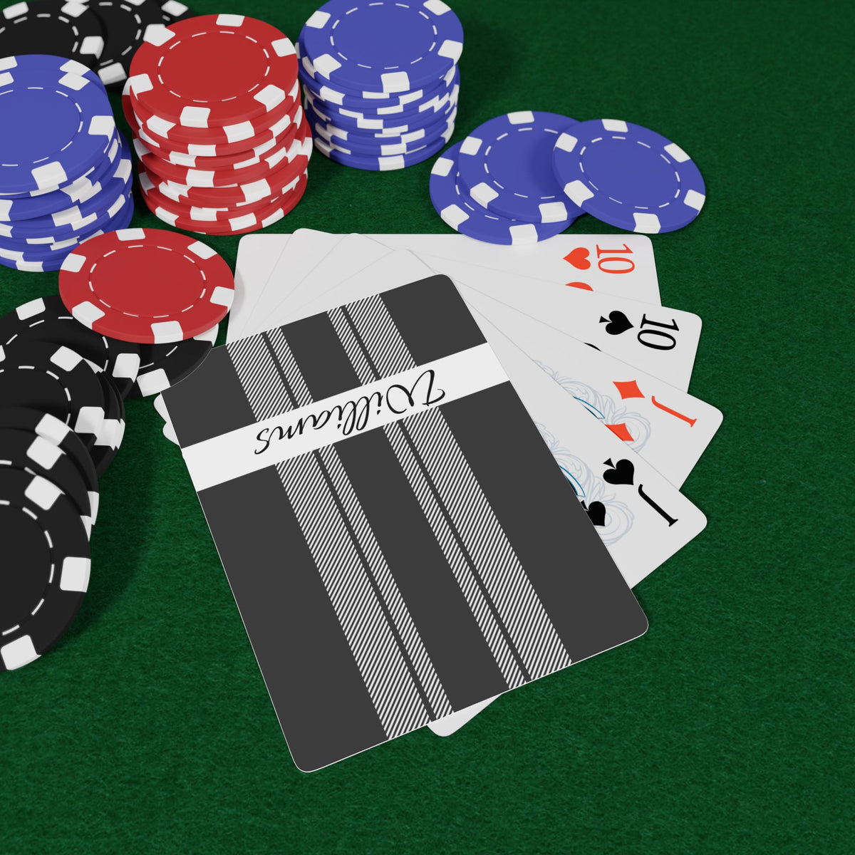 Personalized Family Name Poker Playing Cards – Elegant Stripe Design
