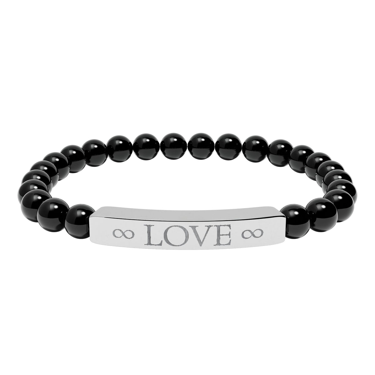 Infinity Love Natural Stone Bracelet – Engraved Beaded Jewelry