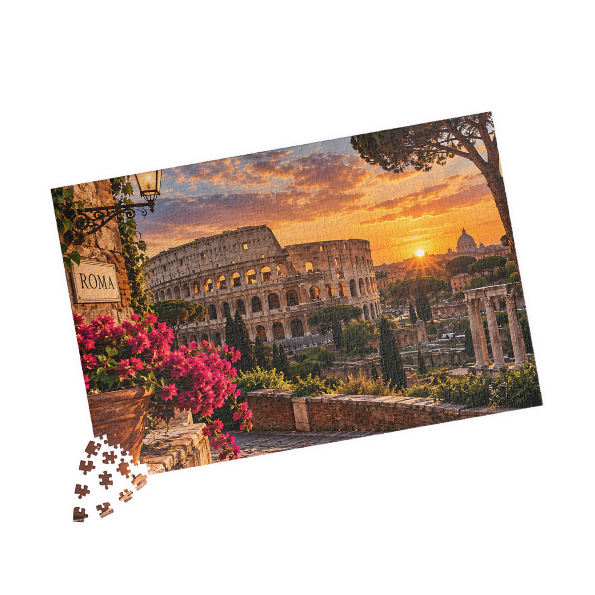 Rome Colosseum Puzzle – Italy Sunset Travel Jigsaw Puzzle (110, 252, 520, 1014-piece)