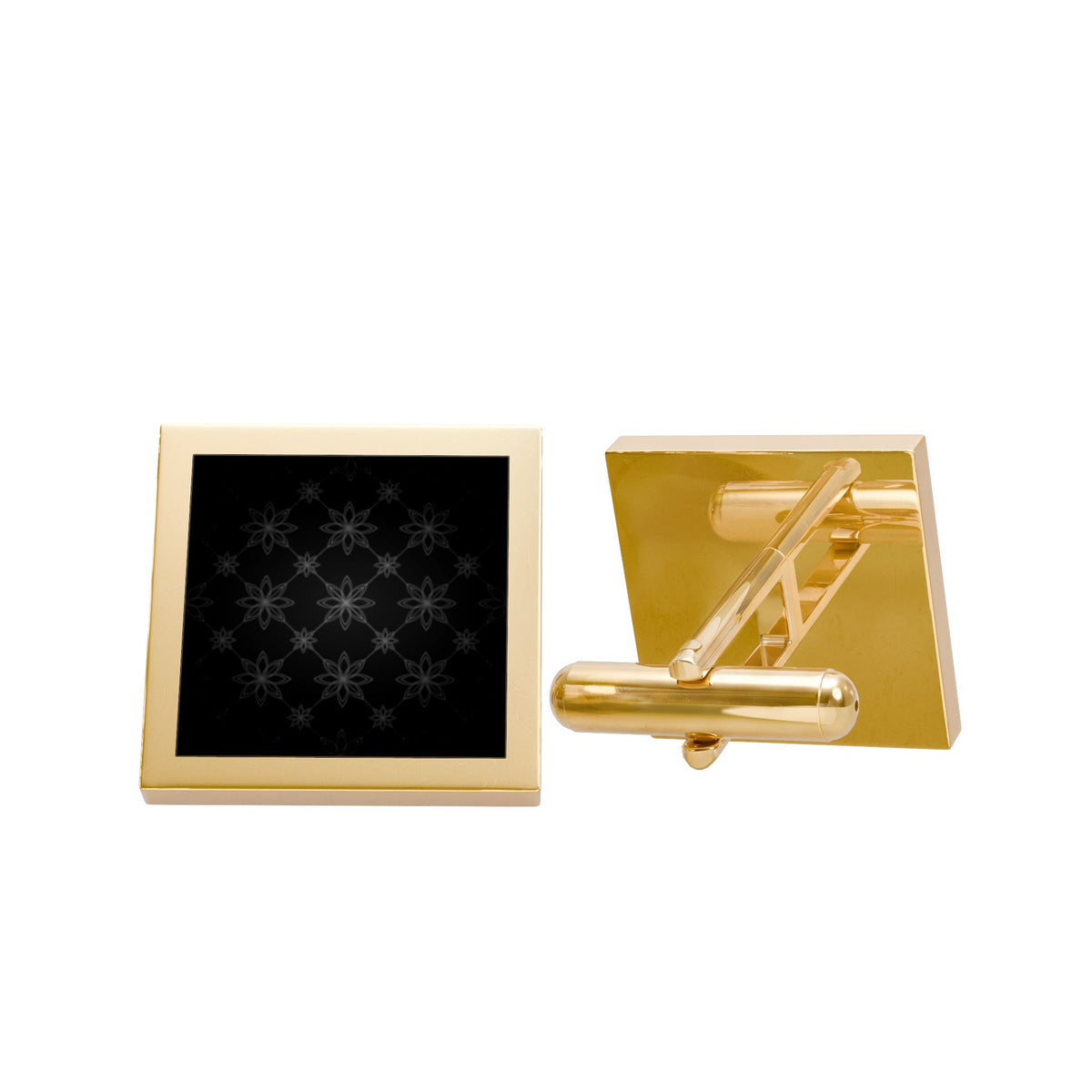 Black Floral Cufflinks – Elegant Botanical Gold Cufflinks for Men