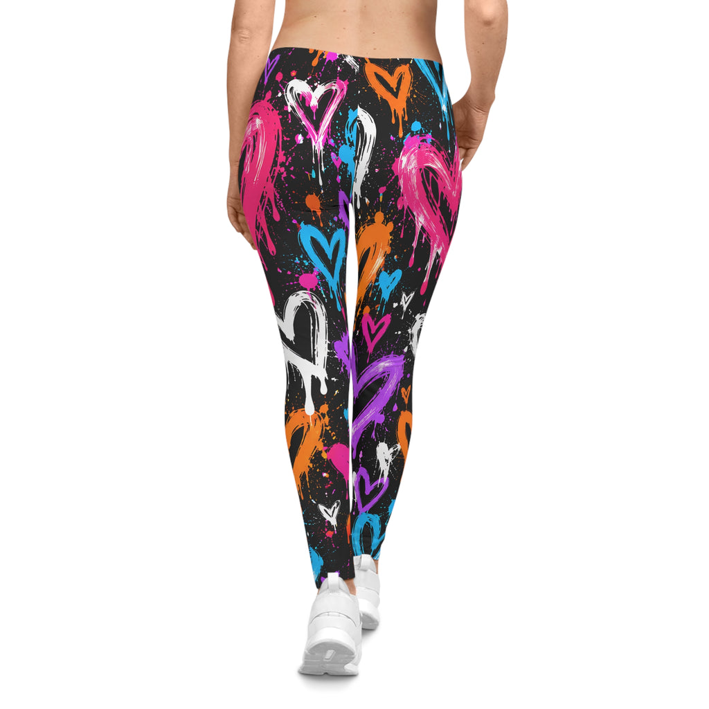 Graffiti Heart Leggings – Colorful Street Art Print