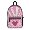 Pink Heart Backpack – Retro Wavy Love Pattern Backpack