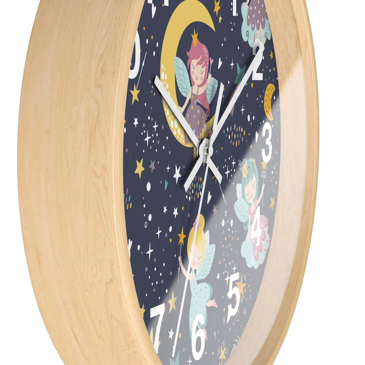 Sleeping Fairies Wall Clock | Night Sky Moon Stars Nursery Decor
