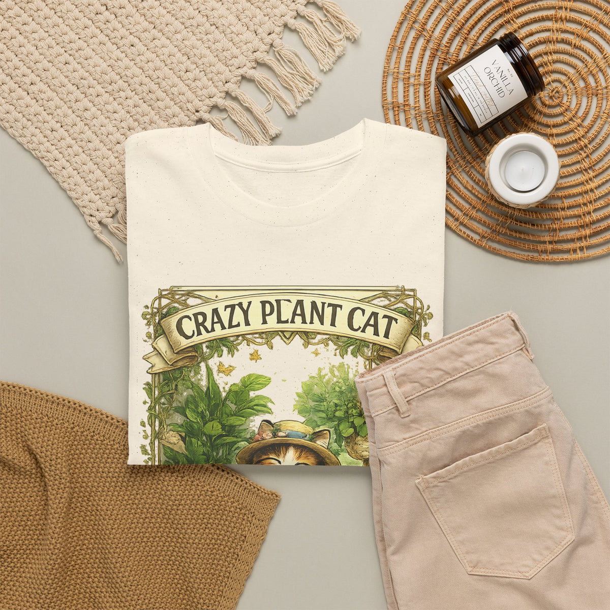 Crazy Plant Cat T-Shirt – Cat & Houseplant Botanical Graphic Tee