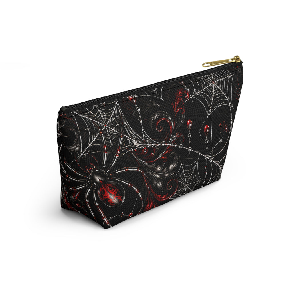 Gothic Spiderweb Pouch – Black & Red Spider Print