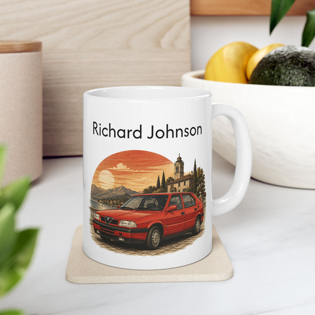 Personalized Name Classic Red Sports Car Mug – Vintage Italian Car Gift