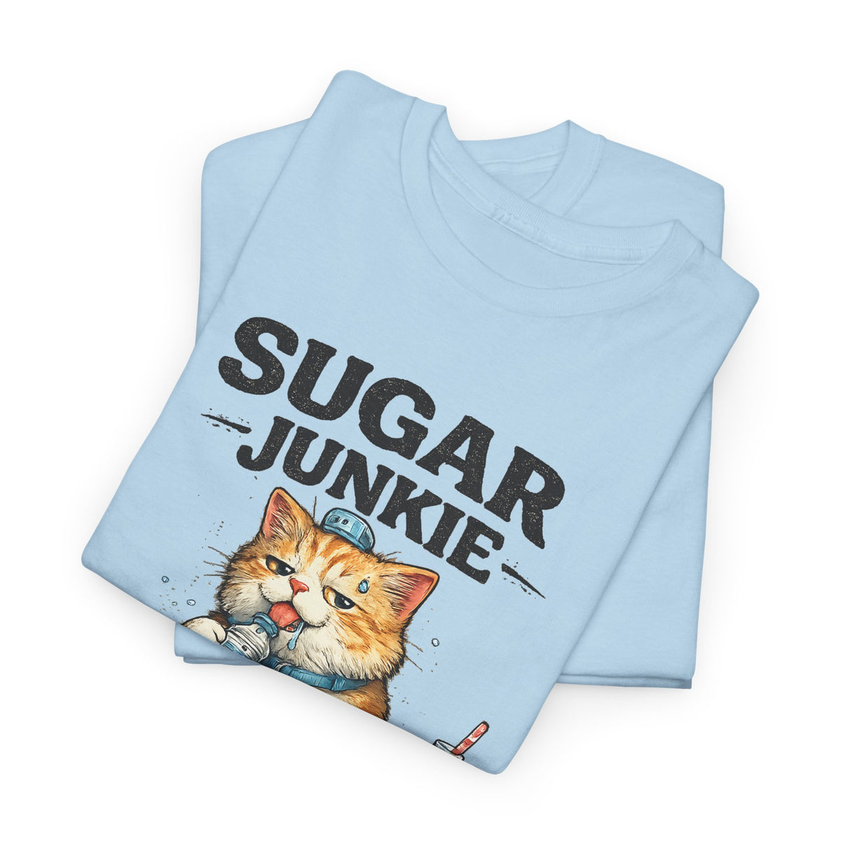 “Sugar Junkie – Diabetic Nightmare” T-Shirt – Funny Cat Graphic Tee