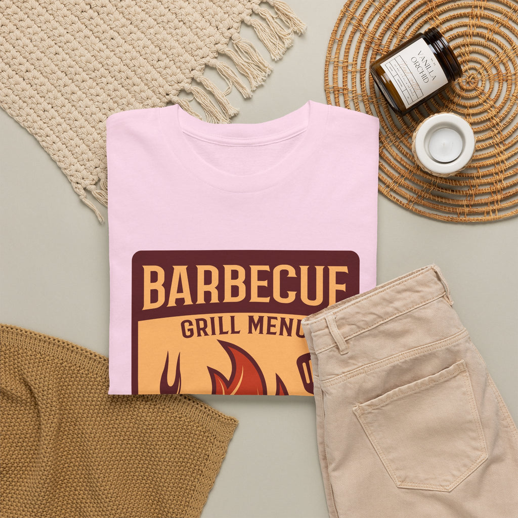 BBQ Grill Menu T-Shirt – Flames & Grilling Utensils Graphic Tee