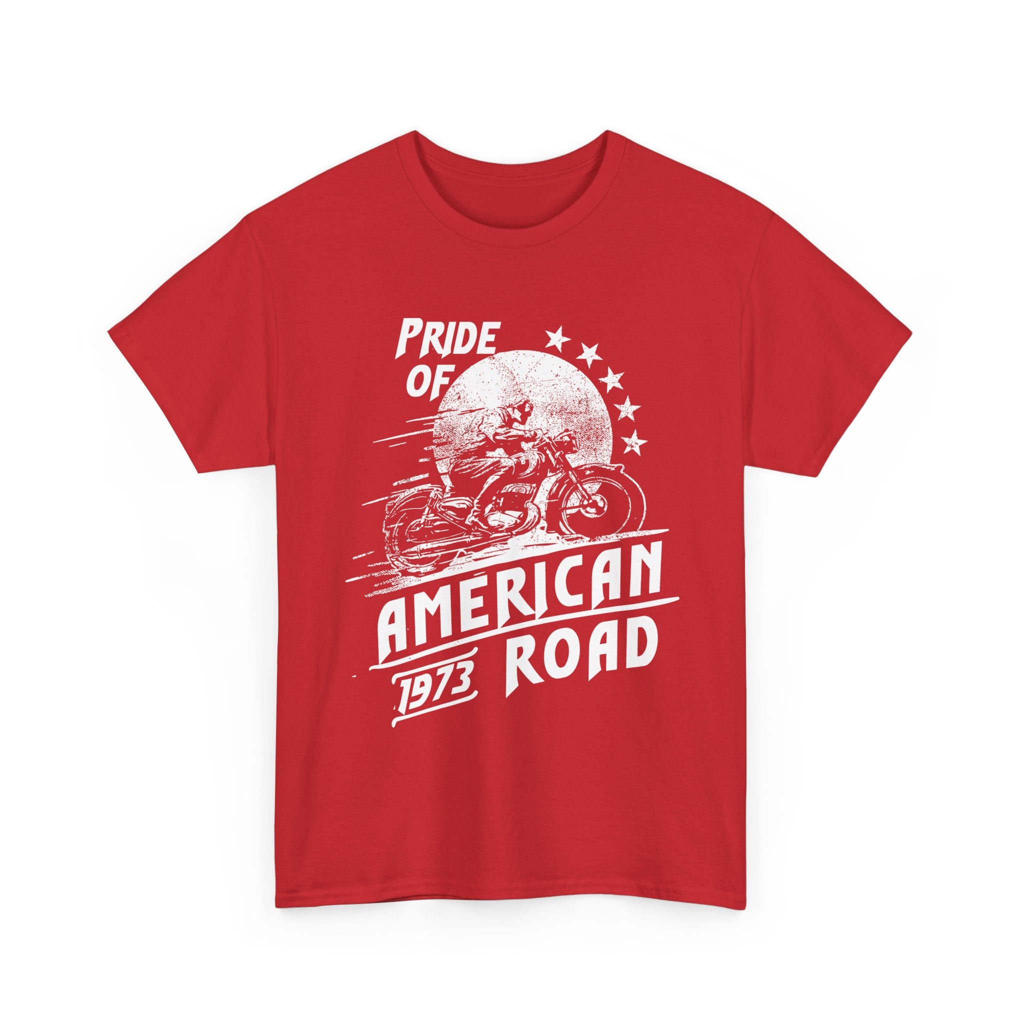 American Road Motorcycle Tee — "Pride of American Road 1973" Vintage Biker T-Shirt